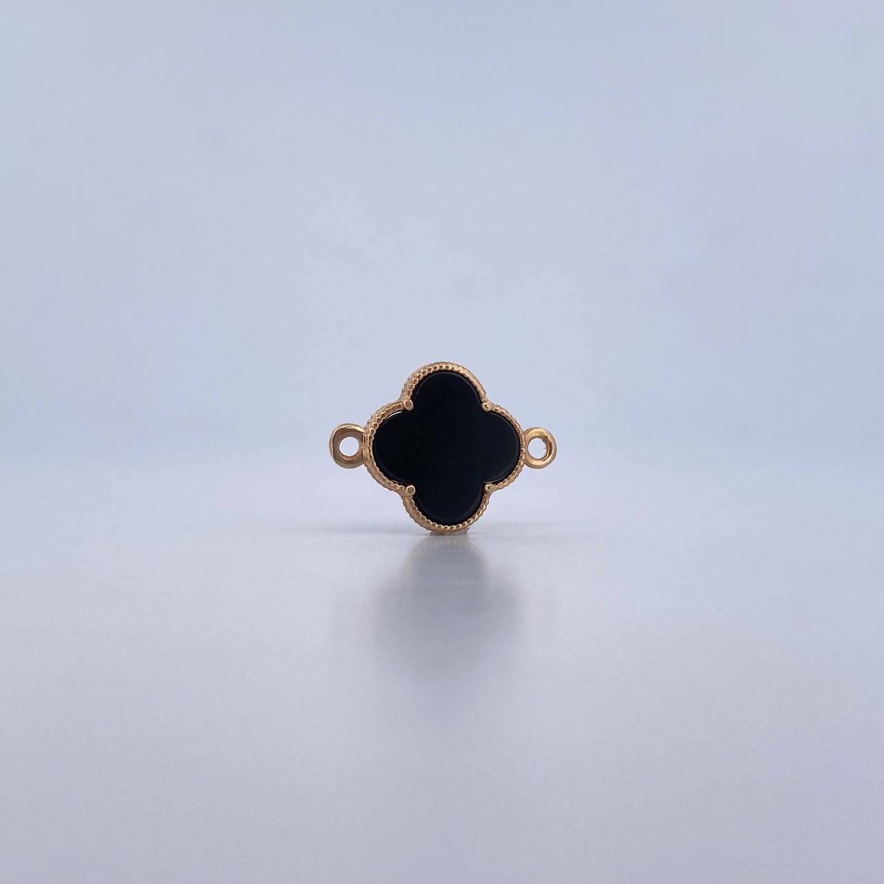Charm Clover 1.5gr / 2cm / Black Onyx 18K Yellow Gold &