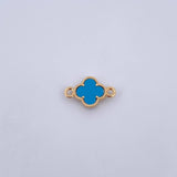 Herraje Trebol 0.75gr / 1.5cm / Piedra Azul Oro Amarillo 18K &