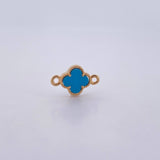 Herraje Trebol 0.75gr / 1.5cm / Piedra Azul Oro Amarillo 18K &