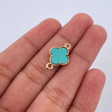 Herraje Trebol 0.85gr / 1.8cm / Piedra Aguamarina Oro Amarillo 18K &