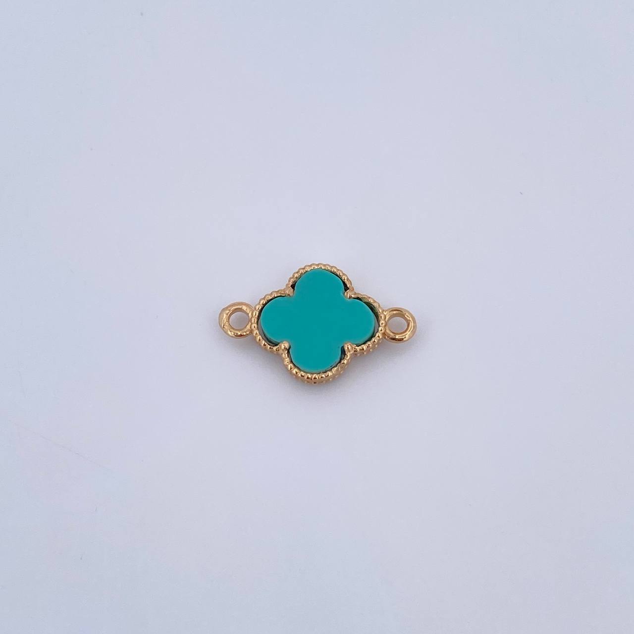 Herraje Trebol 0.85gr / 1.8cm / Piedra Aguamarina Oro Amarillo 18K &