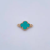 Herraje Trebol 0.85gr / 1.8cm / Piedra Aguamarina Oro Amarillo 18K &