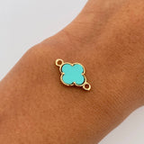 Herraje Trebol 0.85gr / 1.8cm / Piedra Aguamarina Oro Amarillo 18K &