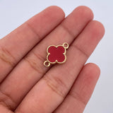Charm Clover 0.9gr / 1.7cm / Red Stone 18K Yellow Gold &