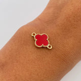 Charm Clover 0.9gr / 1.7cm / Red Stone 18K Yellow Gold &