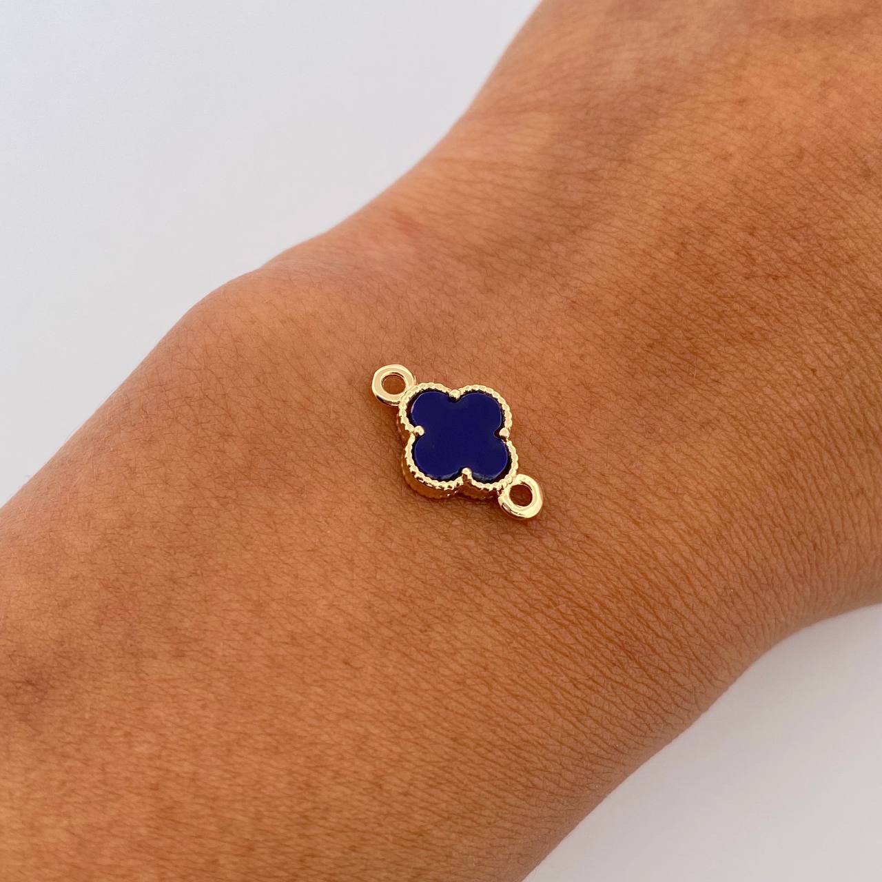 Charm Clover 0.7gr / 1.5cm / Purple Stone 18K Yellow Gold &