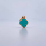Pendant Clover 1.1gr / 1.9cm / Aquamarine Stone 18K Yellow Gold &