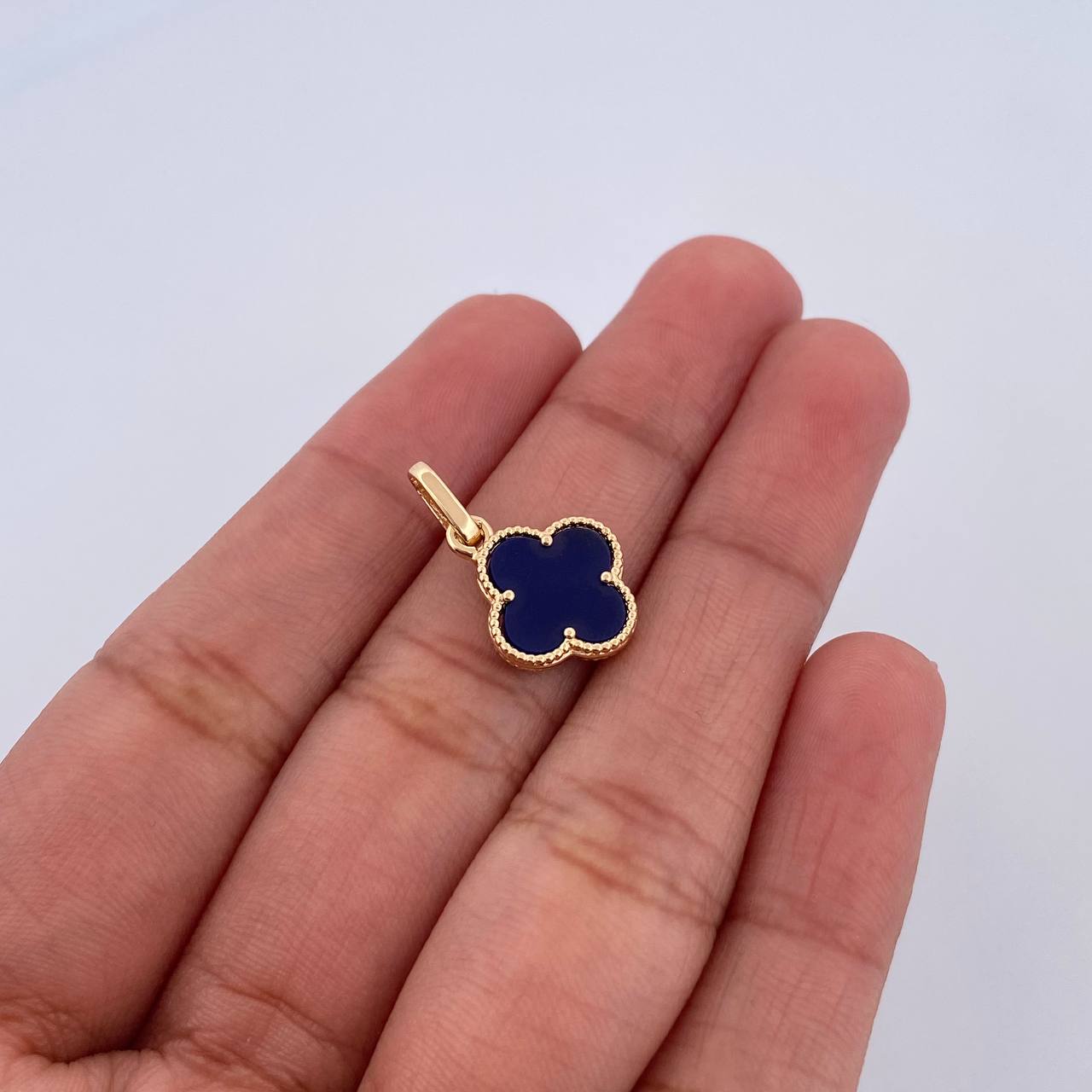 Pendant Clover 1.1gr / 1.9cm / Purple Stone 18K Yellow Gold &