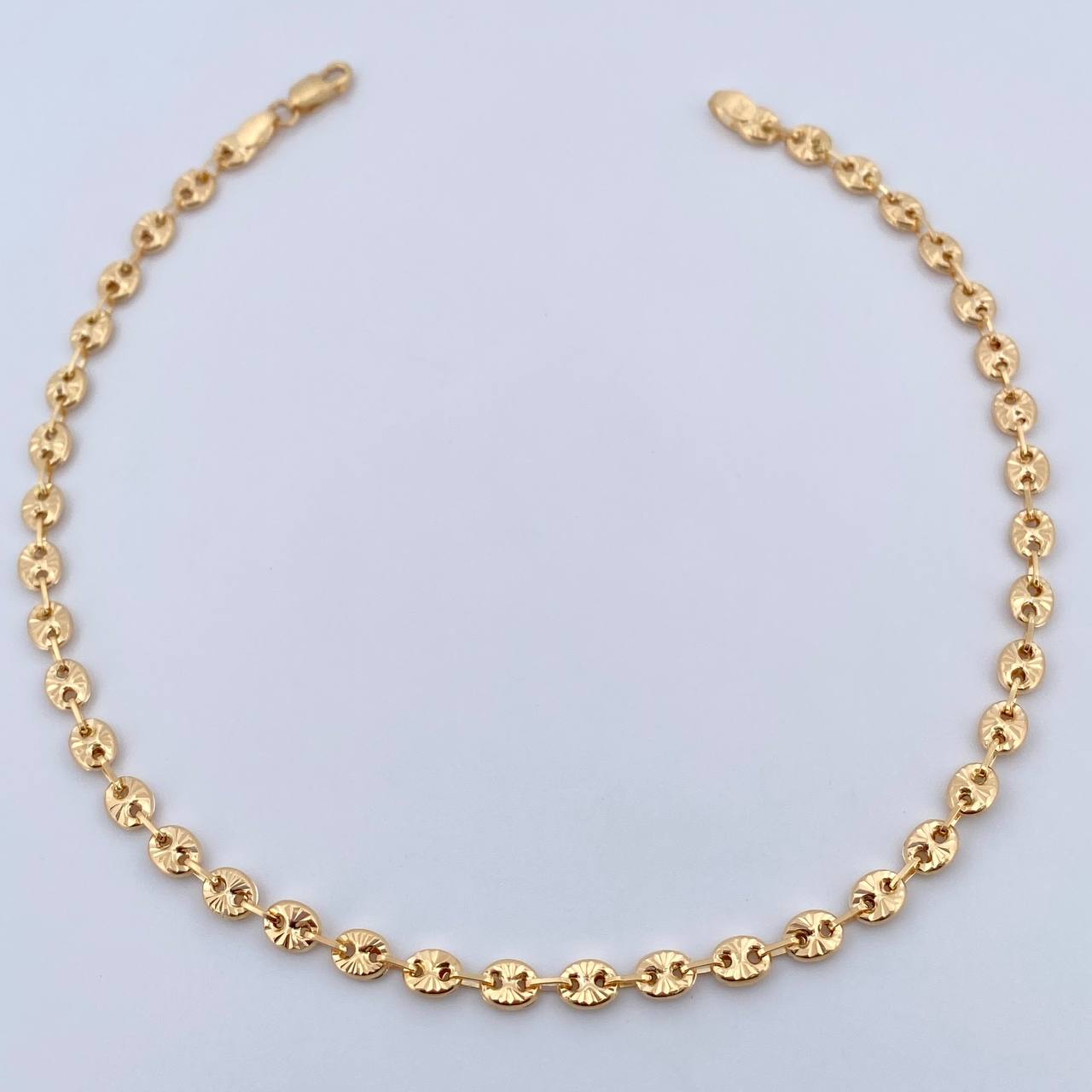 Tobillera GC 4.85gr / 26.7cm / 3.2mm Diamantada Oro Amarillo 18K &