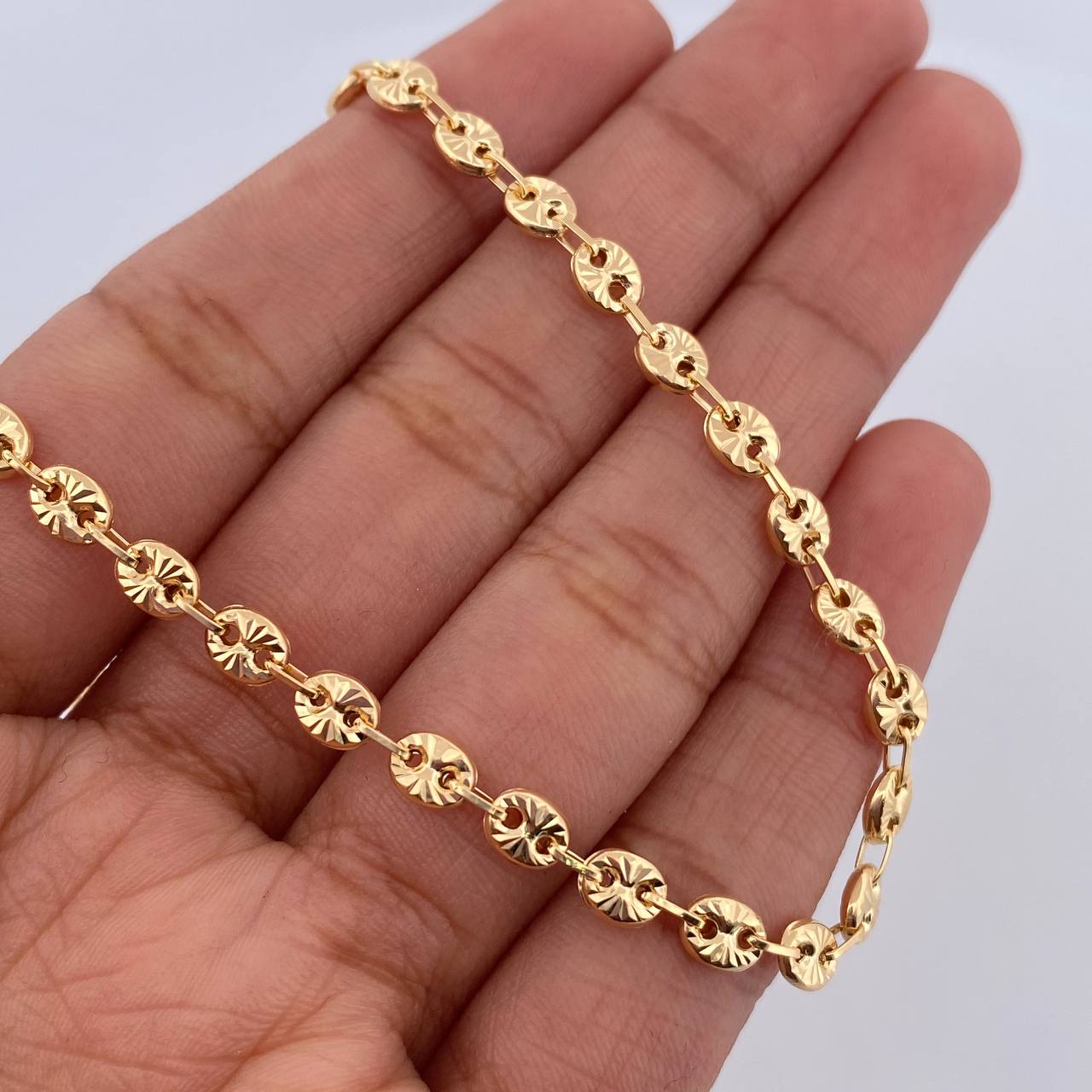 Ankle bracelet GC 4.05gr / 21.3cm / 3.2mm Diamond Cut 18K Yellow Gold &
