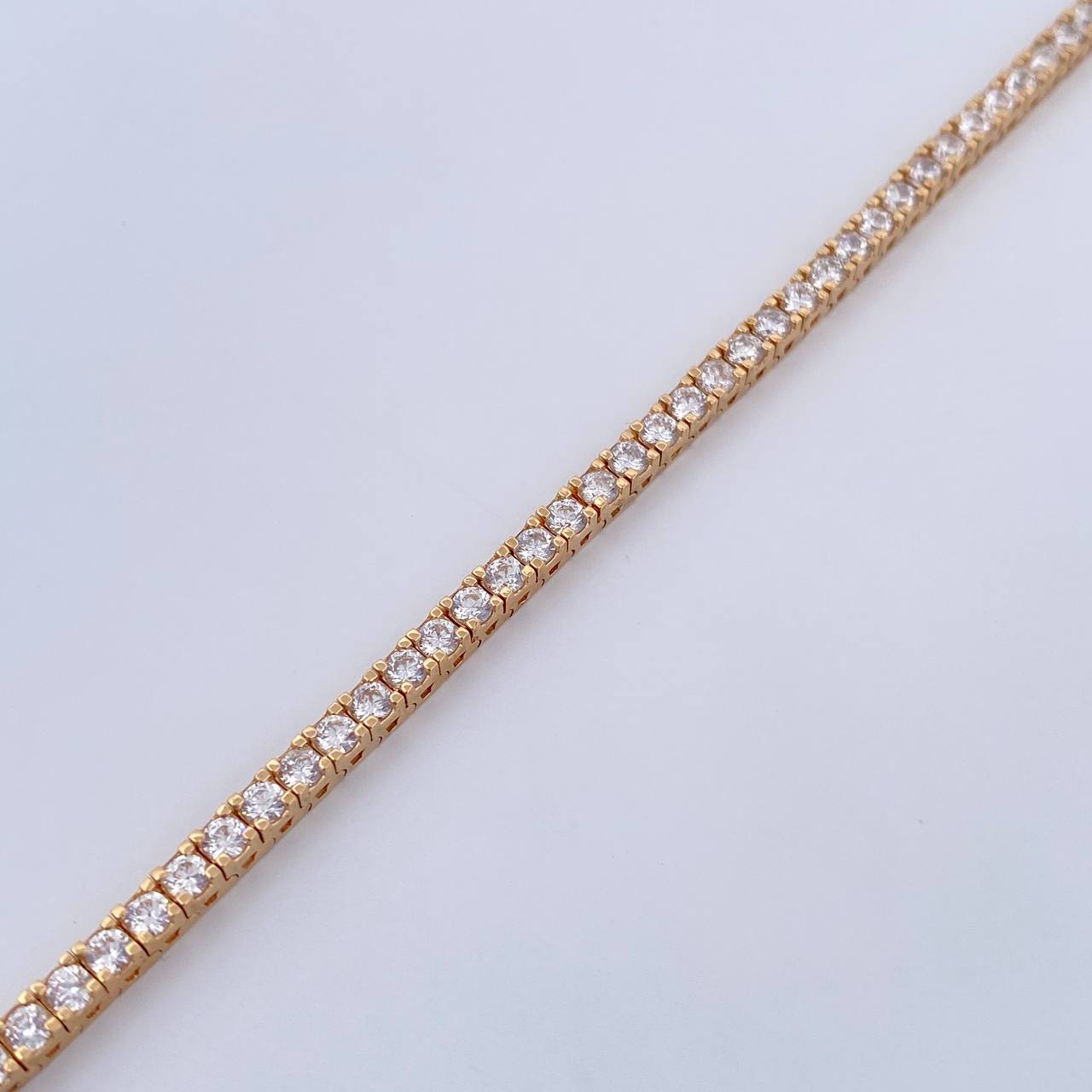 Bracelet Tennis 12.2gr / 17.8cm / 3.2mm White Zircons 18K Yellow Gold &