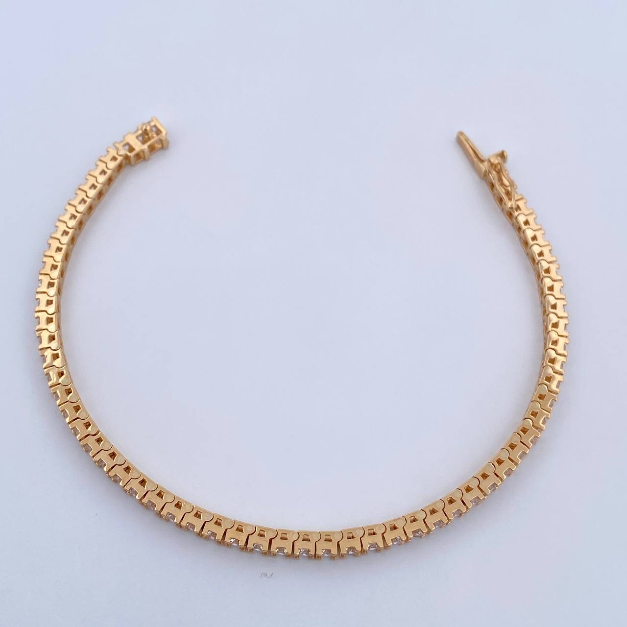 Bracelet Tennis 12.2gr / 17.8cm / 3.2mm White Zircons 18K Yellow Gold &