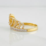 Anillo Corona Corazón 4.5g / T7 1/2 Dos Oros Amarillo Blanco 18K