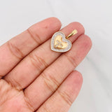 Dije Corazón Cruz 2.7g / 1 in Dos Oros Amarillo Blanco 18K