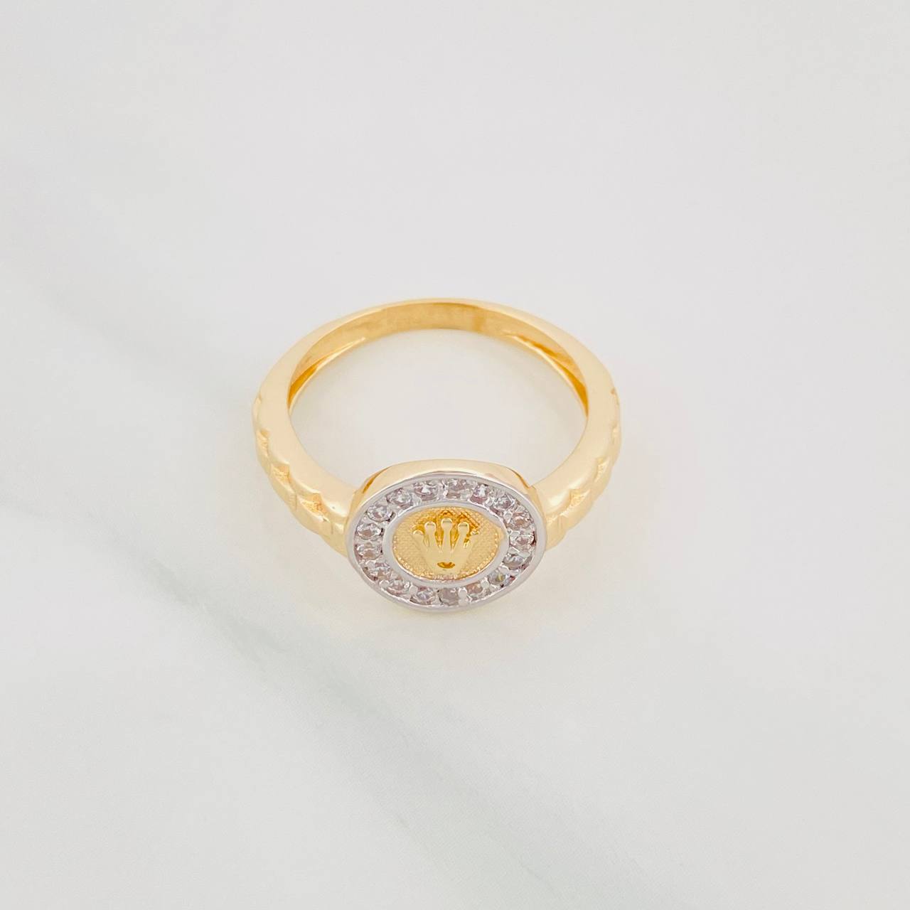 Crown Strap Ring 3.25g / T5 3/4 Two-Tone Yellow White Gold 18K