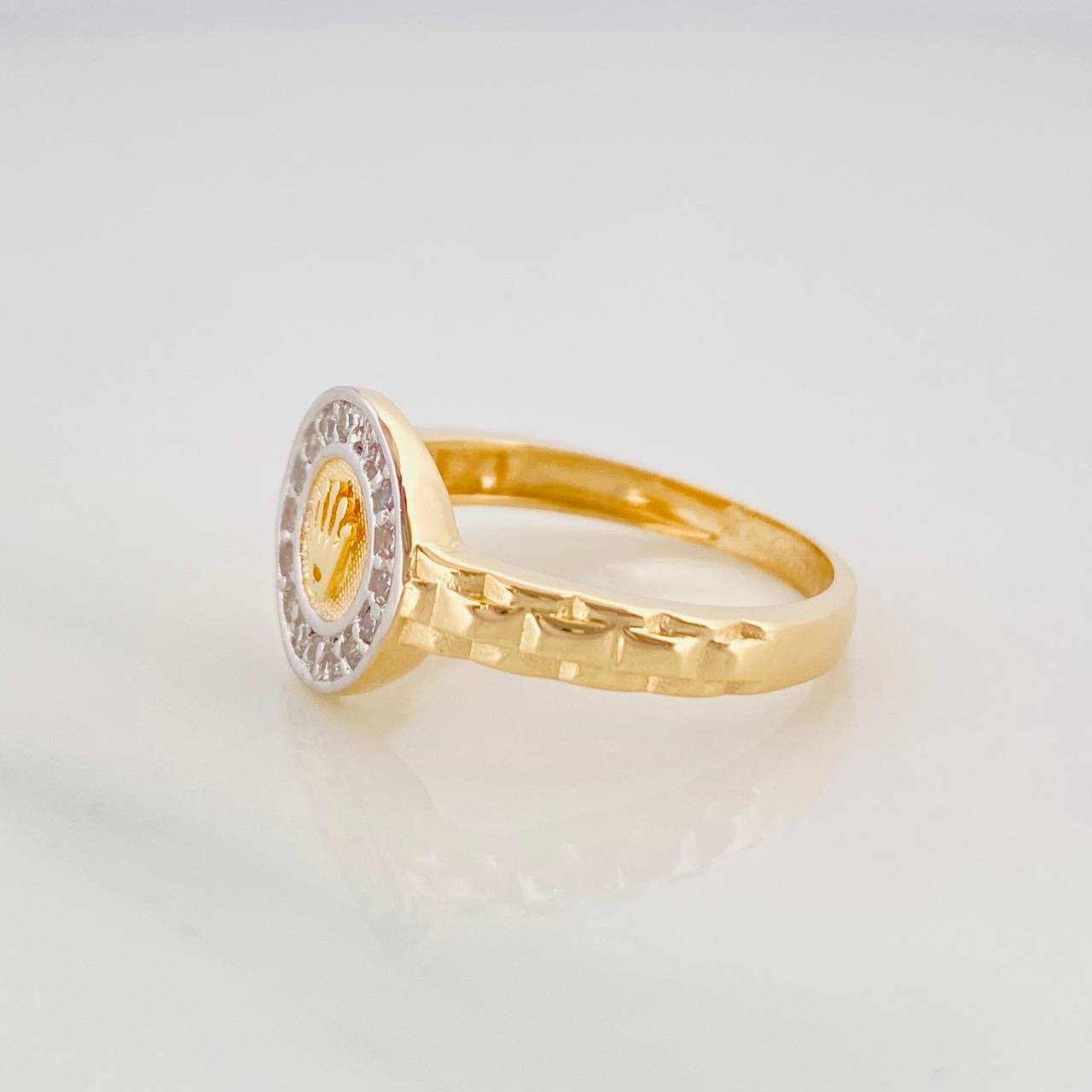 Crown Strap Ring 3.25g / T5 3/4 Two-Tone Yellow White Gold 18K