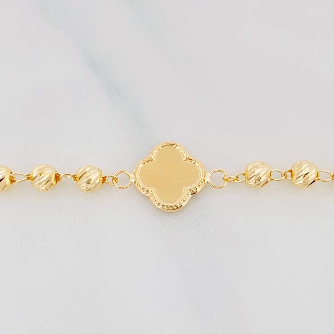 Military Style Bracelet Clover 3.55g / 7 1/2 in / 4mm Yellow Gold 18K