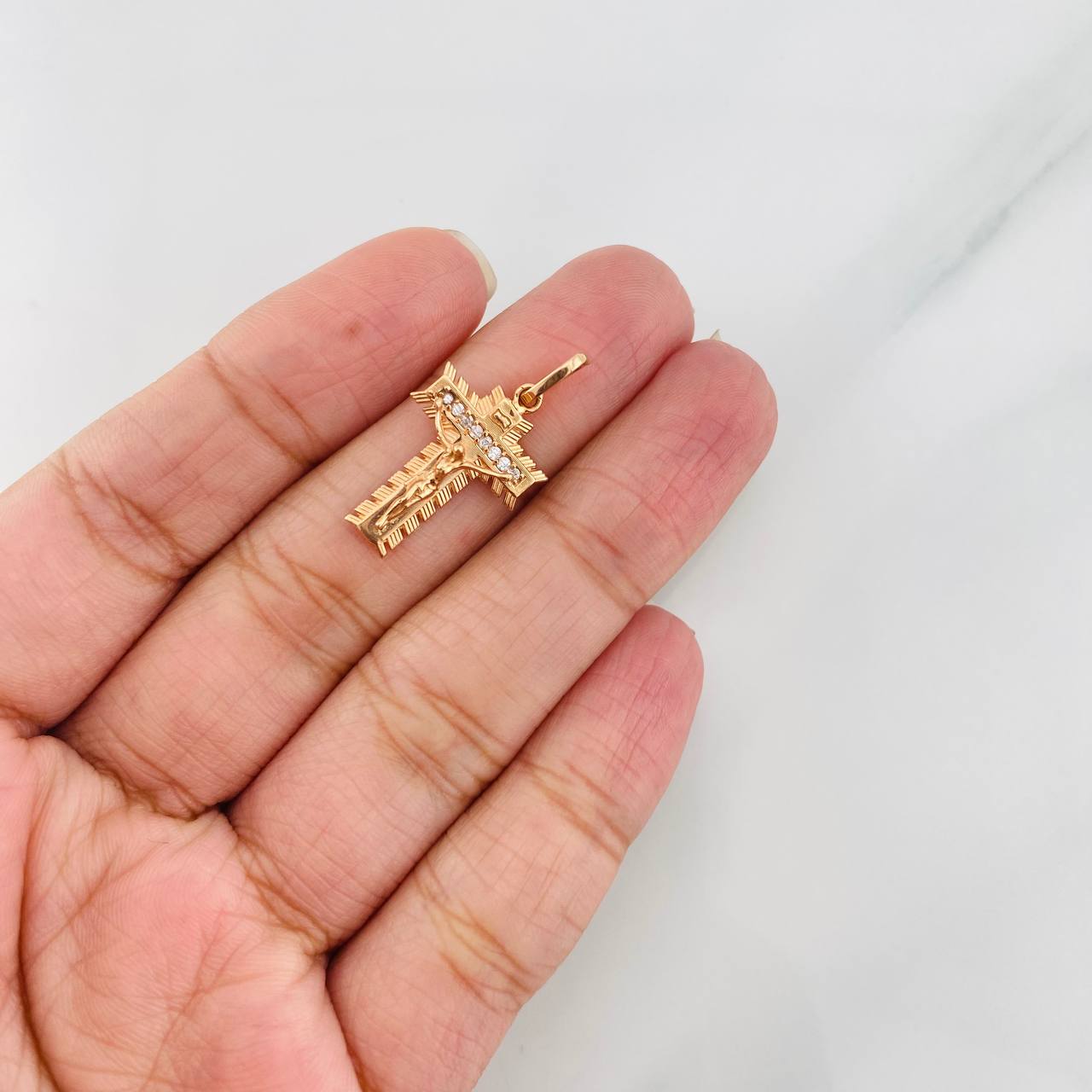 Pendant Miraculous Cross of Buga 2.1g / 1 in Rose Gold 18K