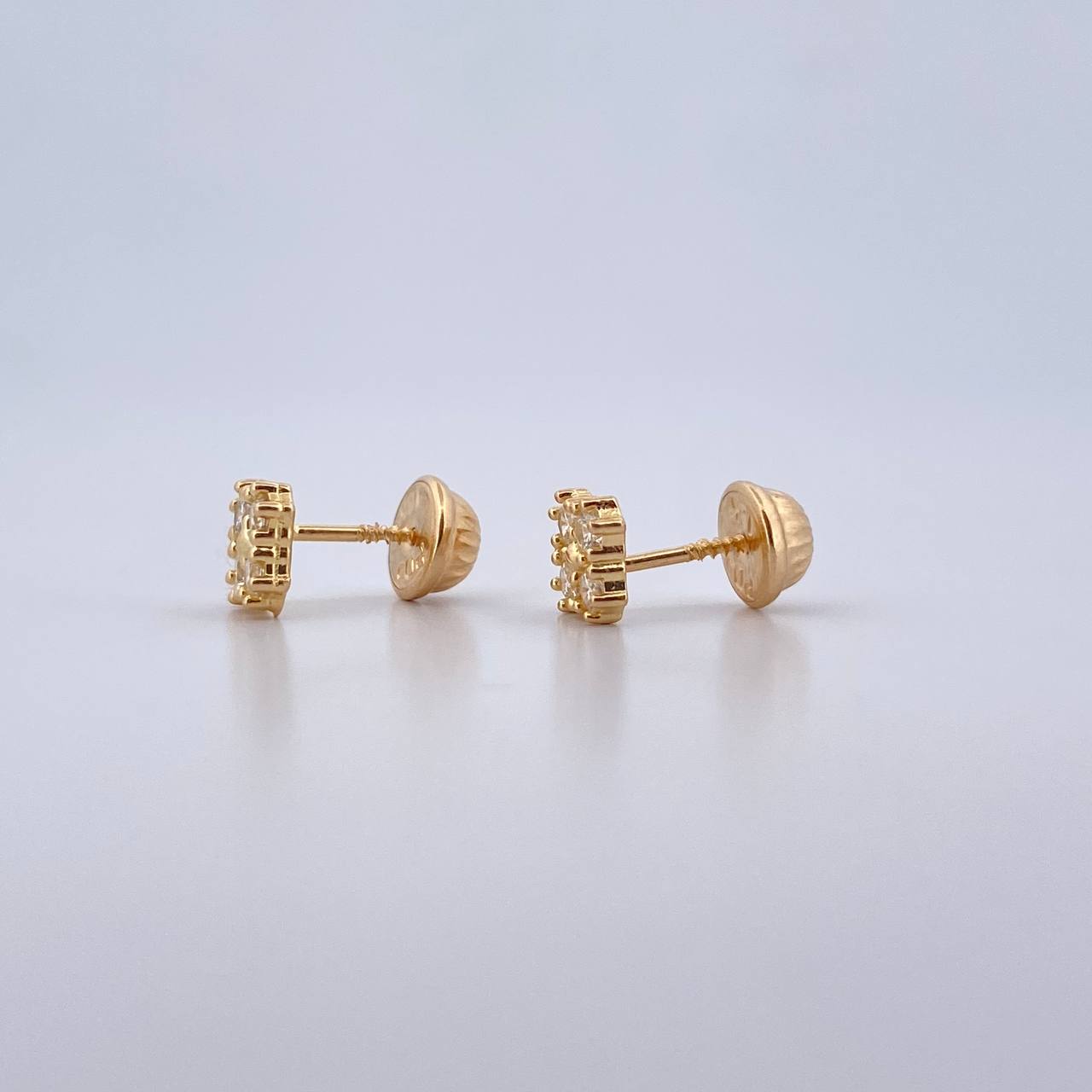 Stud Earrings Clover 1.1gr / White Zircons 18K Yellow Gold $