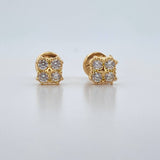 Stud Earrings Clover 1.1gr / White Zircons 18K Yellow Gold $