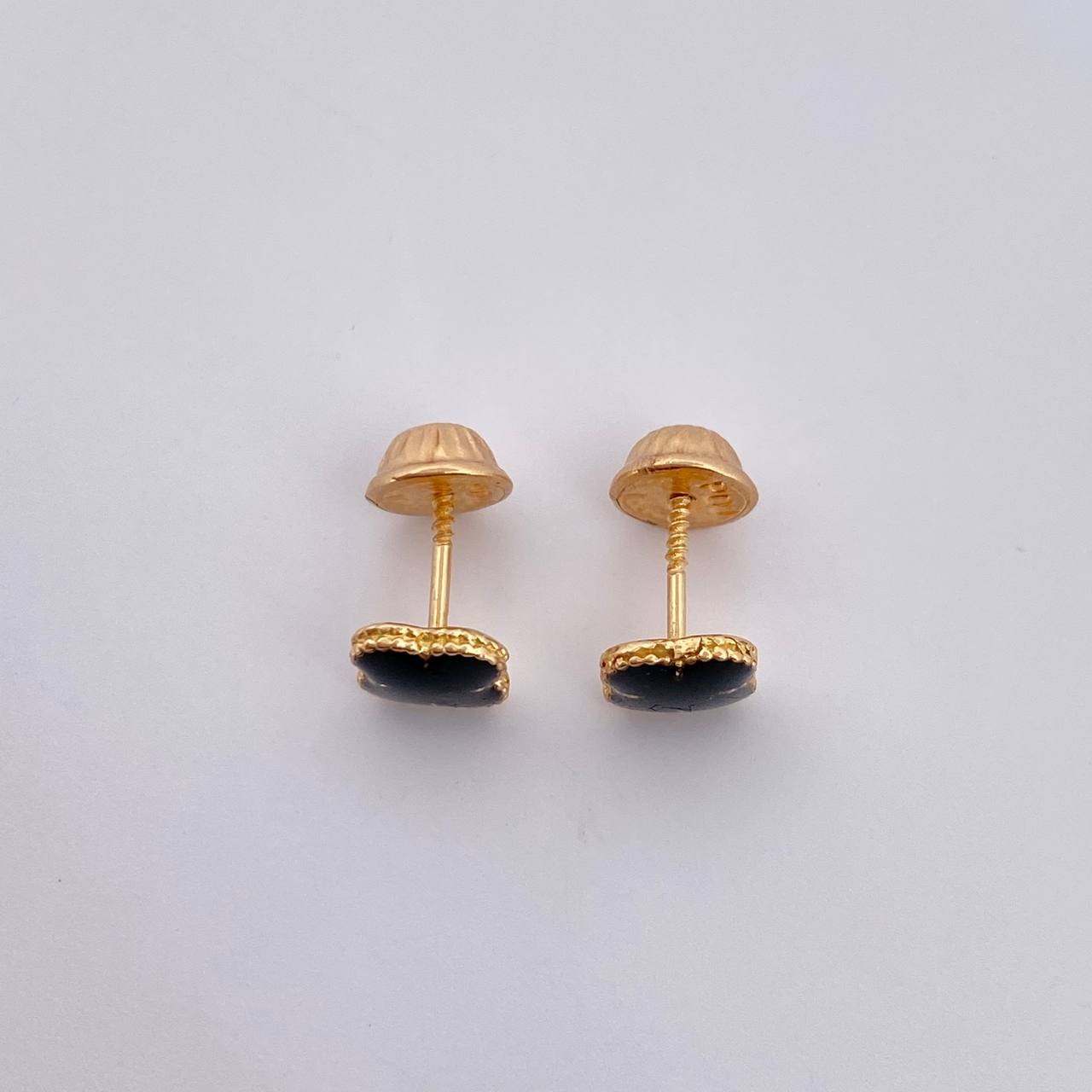 Stud Earrings Clover  0.95gr / 5.5mm Black Resin 18K Yellow Gold &