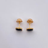Stud Earrings Clover 0.95gr / 5.7mm Black Resin 18K Yellow Gold &