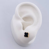 Stud Earrings Clover 0.95gr / 5.7mm Black Resin 18K Yellow Gold &