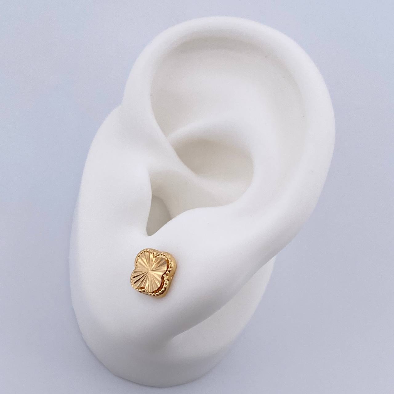 Stud Earrings Clover VCyA 0.95gr / 7mm Diamond Cut 18K Yellow Gold $