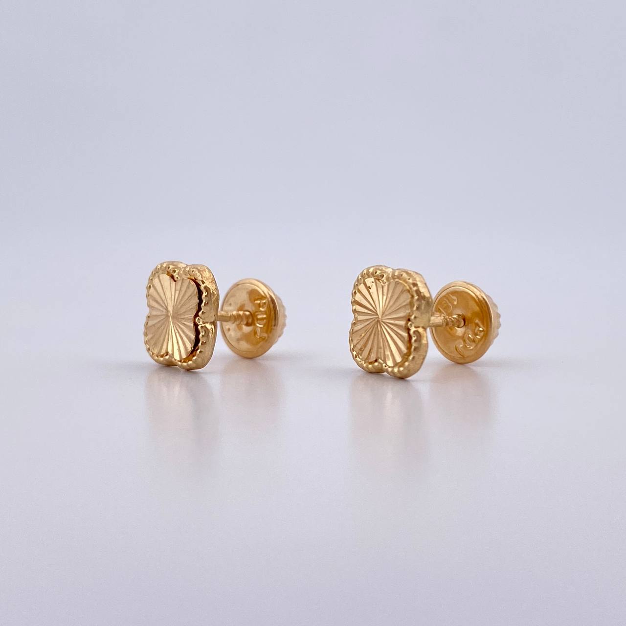 Stud Earrings Clover VCyA 0.95gr / 7mm Diamond Cut 18K Yellow Gold $
