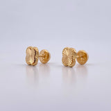 Stud Earrings Clover VCyA 0.95gr / 7mm Diamond Cut 18K Yellow Gold $
