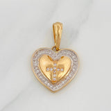 Dije Corazón Cruz 2.7g / 1 in Dos Oros Amarillo Blanco 18K