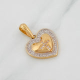 Dije Corazón Cruz 2.7g / 1 in Dos Oros Amarillo Blanco 18K