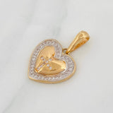 Dije Corazón Cruz 2.7g / 1 in Dos Oros Amarillo Blanco 18K