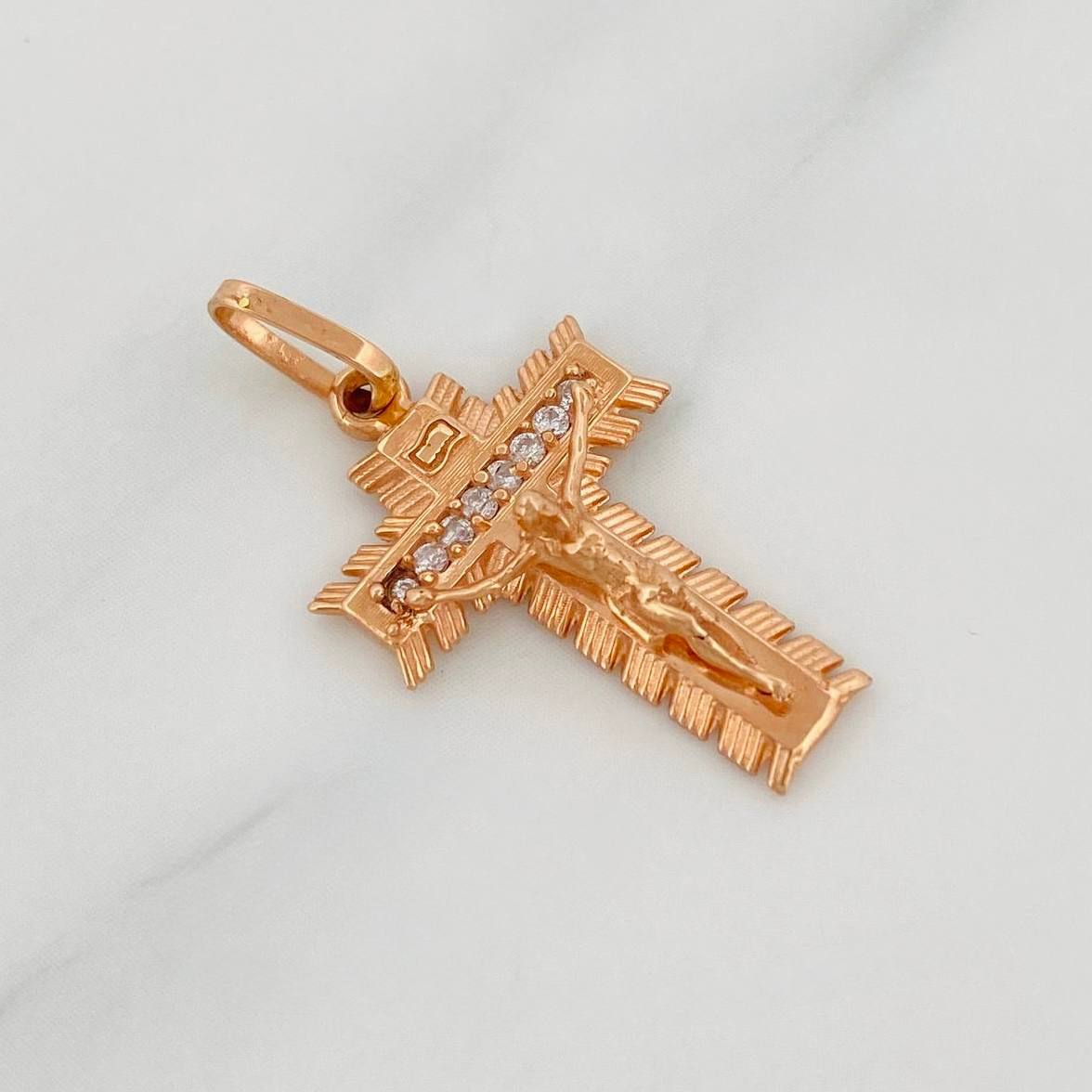 Pendant Miraculous Cross of Buga 2.1g / 1 in Rose Gold 18K