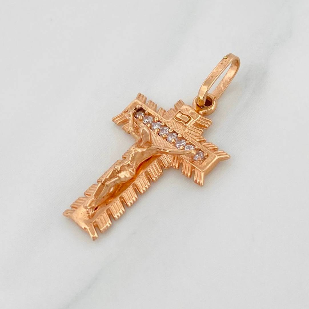Pendant Miraculous Cross of Buga 2.1g / 1 in Rose Gold 18K