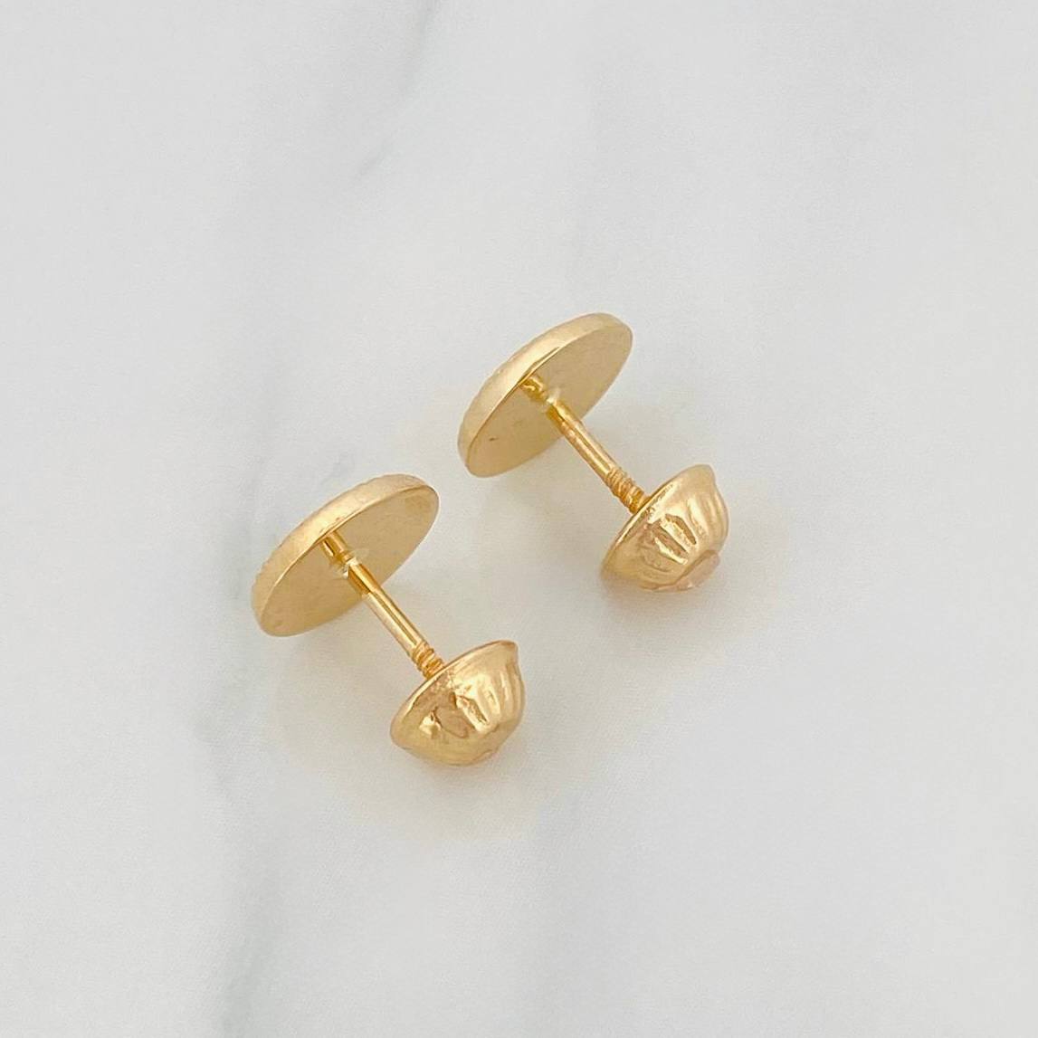 Circle Crown Stud Earrings 0.85g / in / 7.8mm Yellow Gold 18K