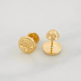 Circle Crown Stud Earrings 0.85g / in / 7.8mm Yellow Gold 18K