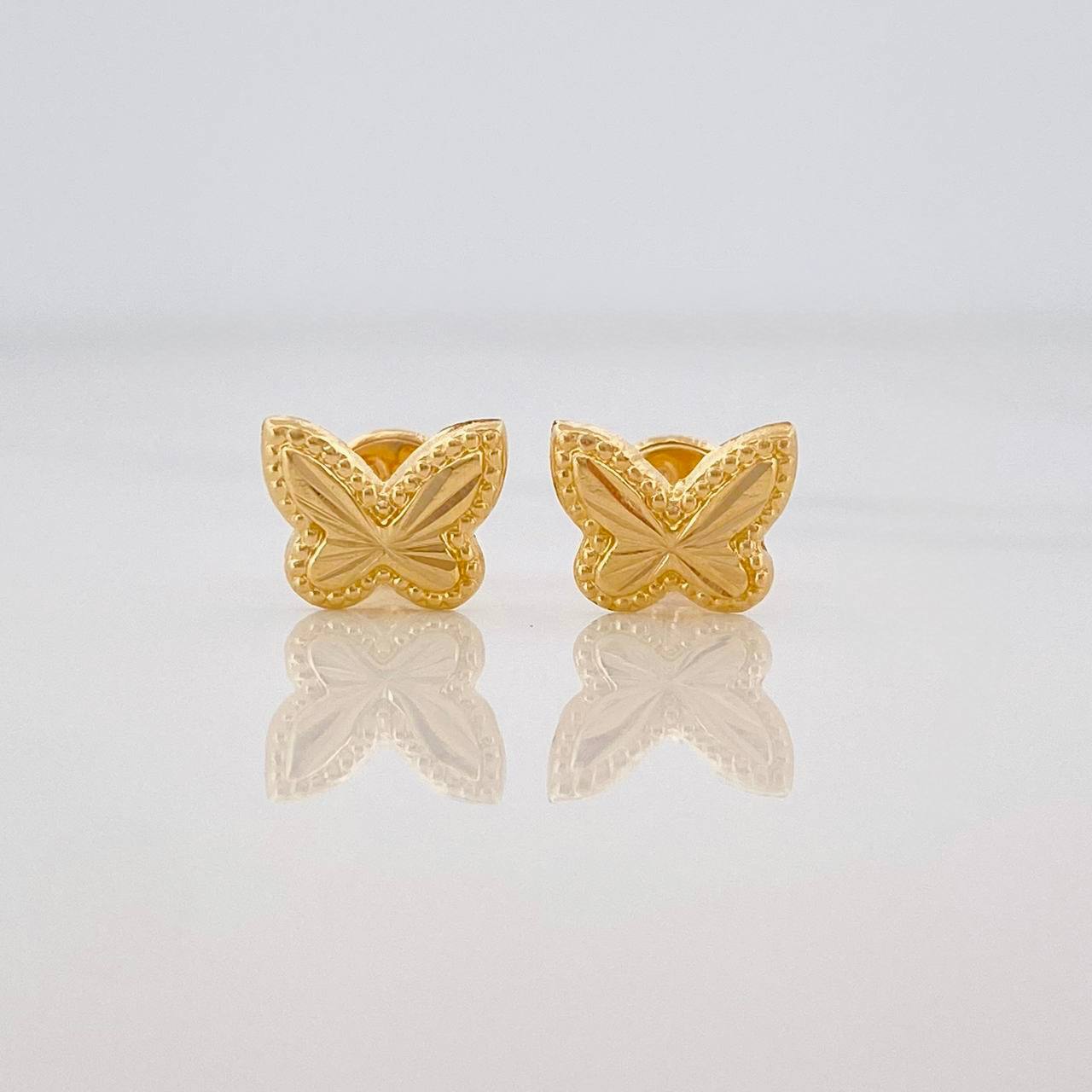 Diamond Cut Butterfly Stud Earrings 0.7g / in / 8.2mm Yellow Gold 18K