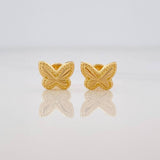 Diamond Cut Butterfly Stud Earrings 0.7g / in / 8.2mm Yellow Gold 18K