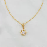 Set Cadena Singapur + Dije Halo / 2.4g / 17 3/4 in Oro Amarillo 18K