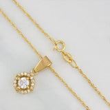 Set Cadena Singapur + Dije Halo / 2.45g / 17 3/4 in Oro Amarillo 18K