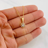 Set Cadena Singapur + Dije Halo / 2.4g / 17 3/4 in Oro Amarillo 18K