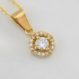Set Cadena Singapur + Dije Halo / 2.4g / 17 3/4 in Oro Amarillo 18K
