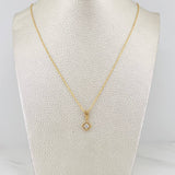 Set Singapore Chain + Halo Pendant / 2.35g / 17 3/4 in Yellow Gold 18K