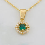 Set Cadena Singapur + Dije Halo / 2.3g / 17 1/4 in Oro Amarillo 18K