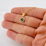 Set Cadena Singapur + Dije Halo / 2.3g / 17 1/4 in Oro Amarillo 18K