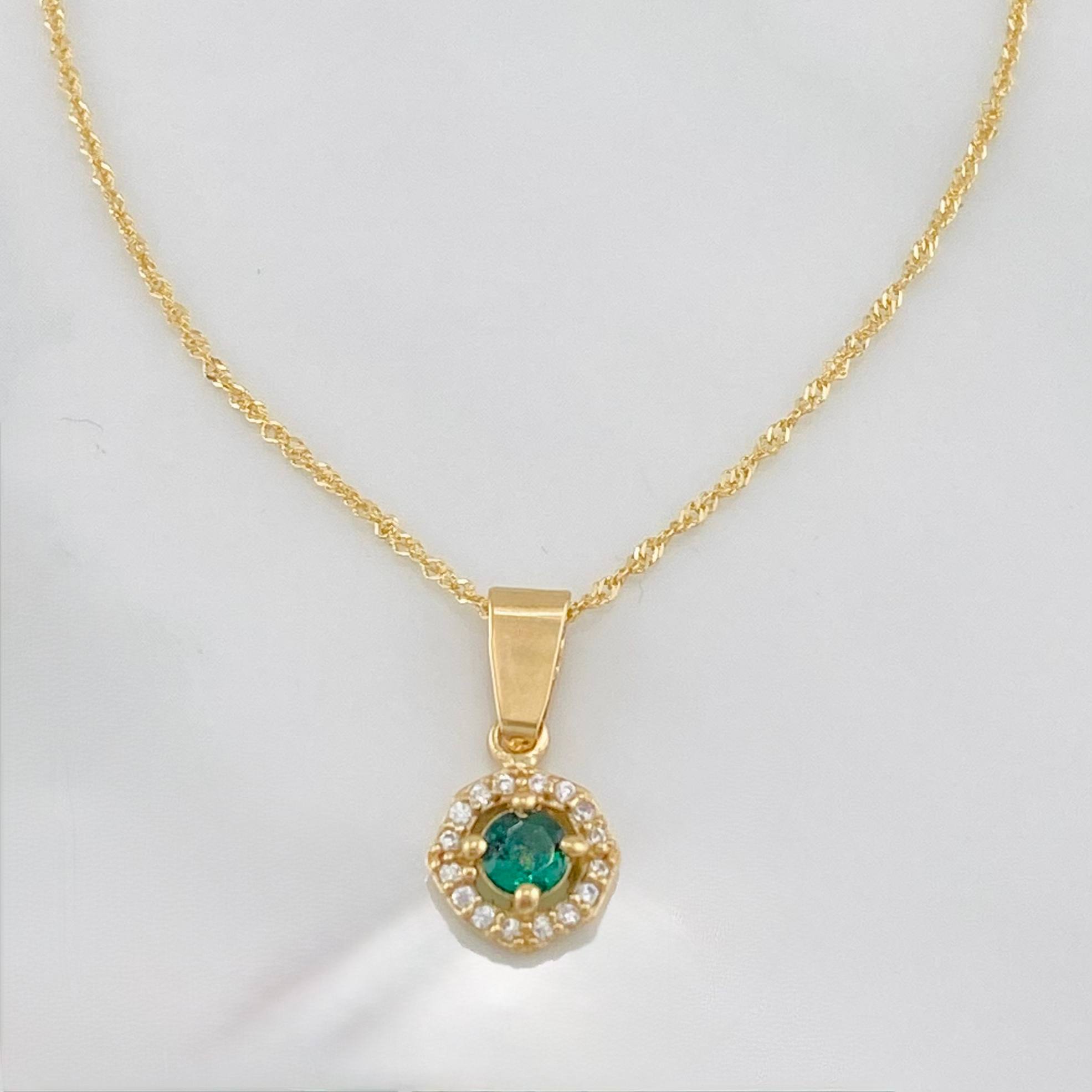 Set Cadena Singapur + Dije Halo / 2.3g / 17 1/4 in Oro Amarillo 18K
