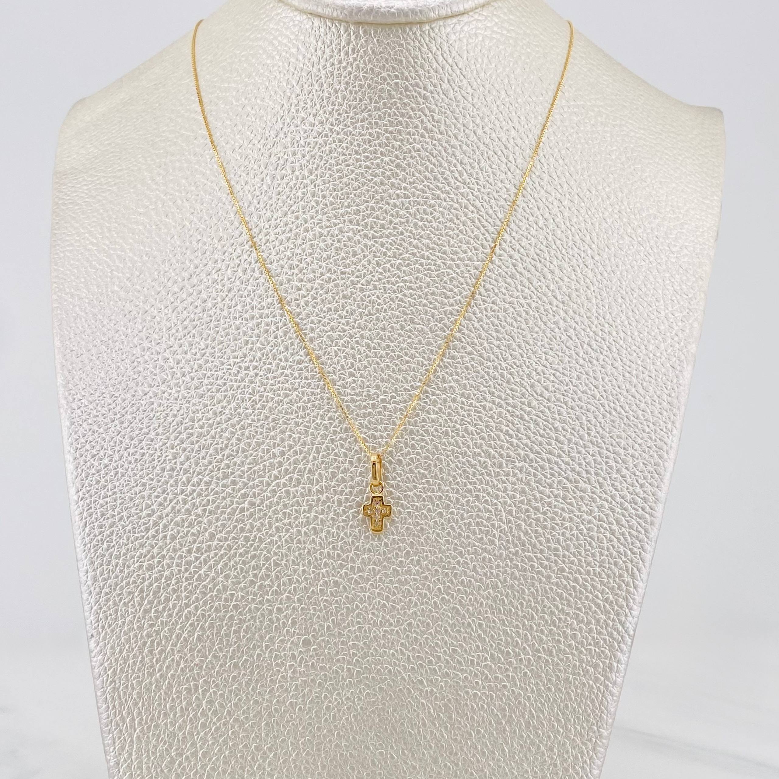 Set Cadena Veneciana + Dije Cruz / 1.45g / 15 3/4 in Oro Amarillo 18K