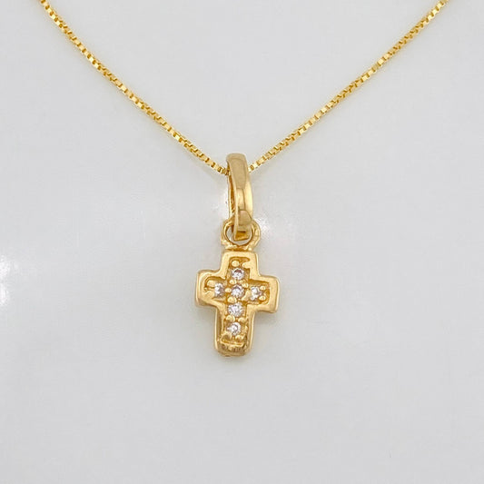 Set Cadena Veneciana + Dije Cruz / 1.45g / 15 3/4 in Oro Amarillo 18K