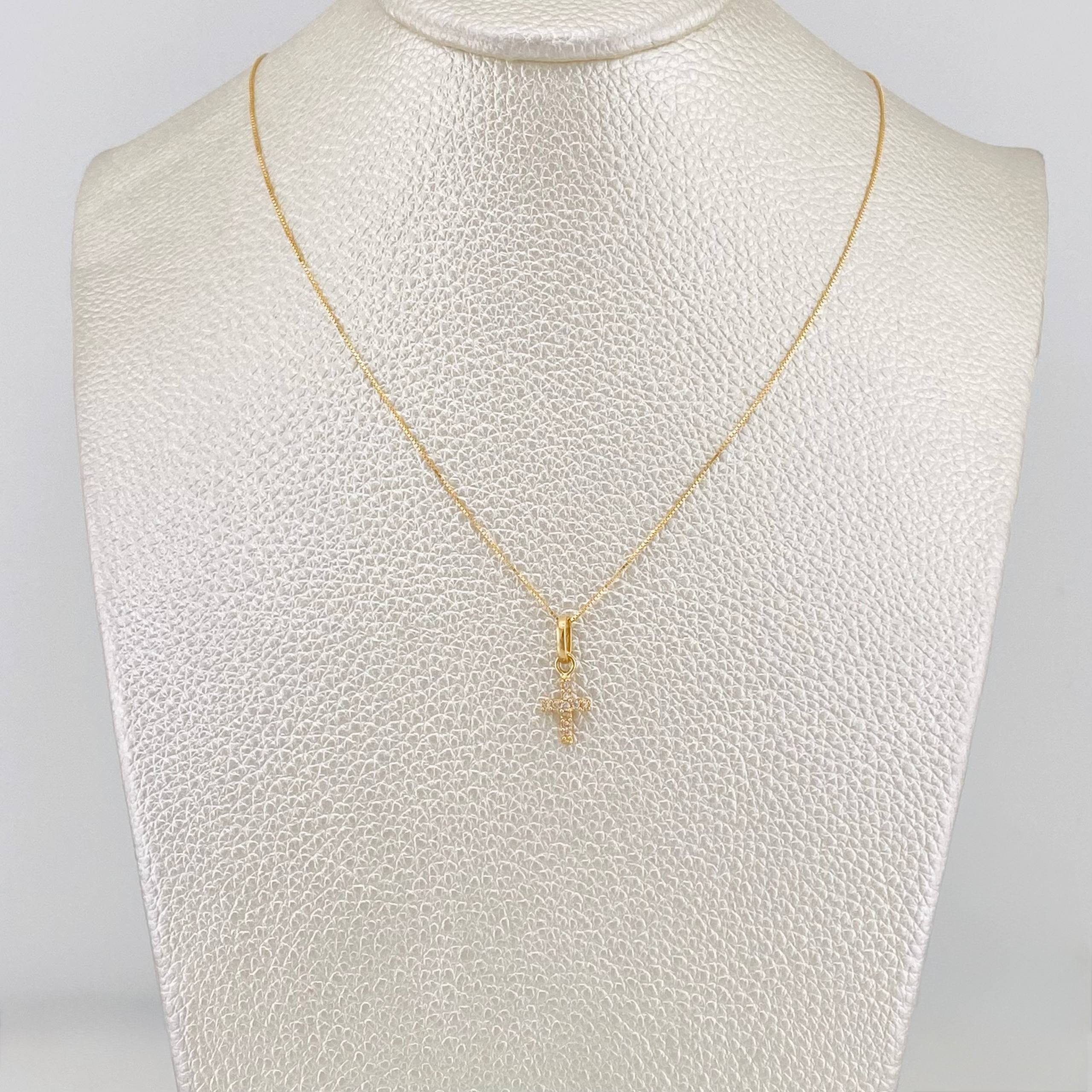 Set Cadena Veneciana + Dije Cruz / 1.35g / 15 3/4 in Oro Amarillo 18K